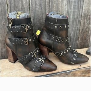 Freebird Joust Dark Brown Multi-Strap Heeled Boots